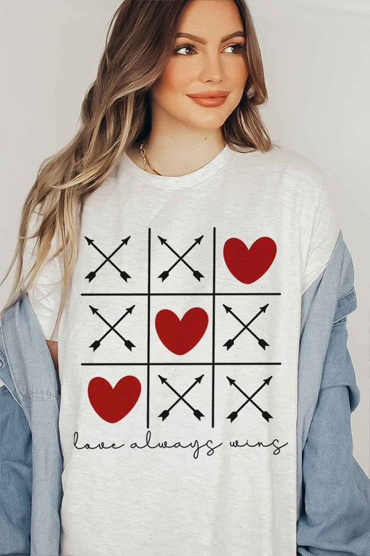 LOVE ALWAYS WINS VALENTINE GRAPHIC PLUS SIZE TEE