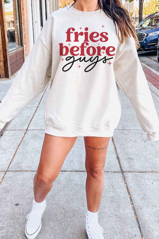 FRIES BEFORE GUYS PLUS SIZE SWEATSHIRT
