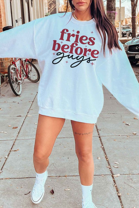 FRIES BEFORE GUYS PLUS SIZE SWEATSHIRT
