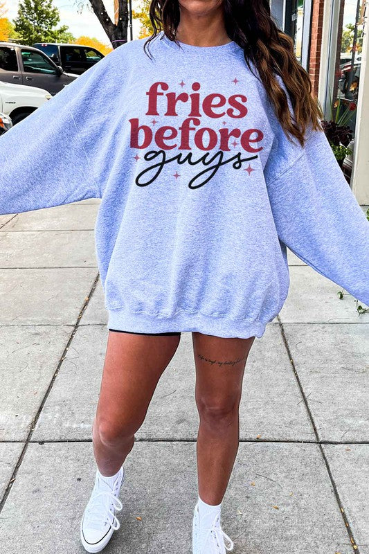 FRIES BEFORE GUYS PLUS SIZE SWEATSHIRT