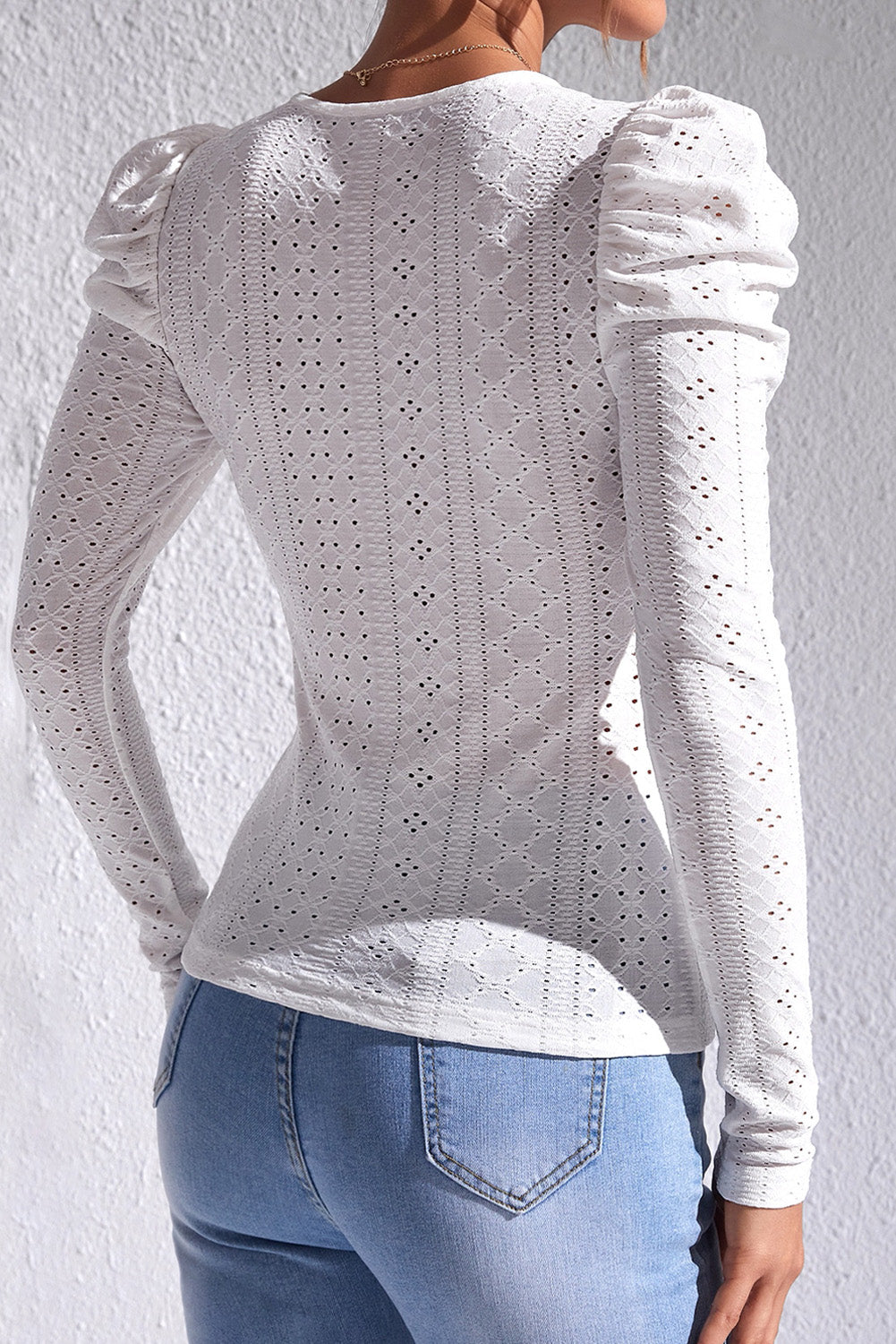Eyelet Round Neck Top