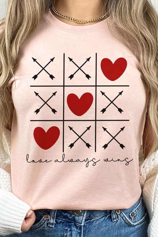 LOVE ALWAYS WINS VALENTINE GRAPHIC PLUS SIZE TEE