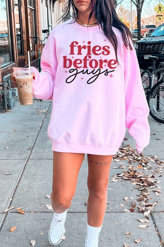 FRIES BEFORE GUYS PLUS SIZE SWEATSHIRT