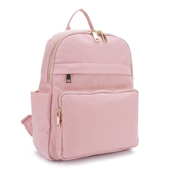 Blush or Black Lux Backpack with Gold Zipper Bag