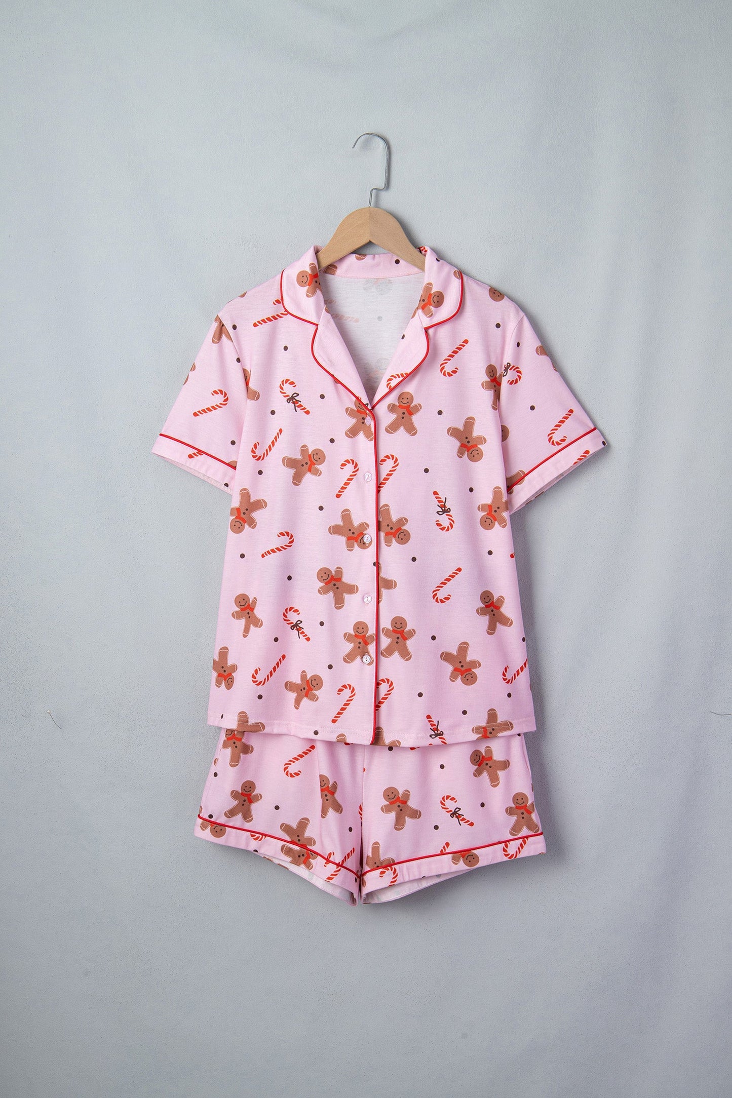 Christmas Gingerbread Top & Shorts Pajama Set