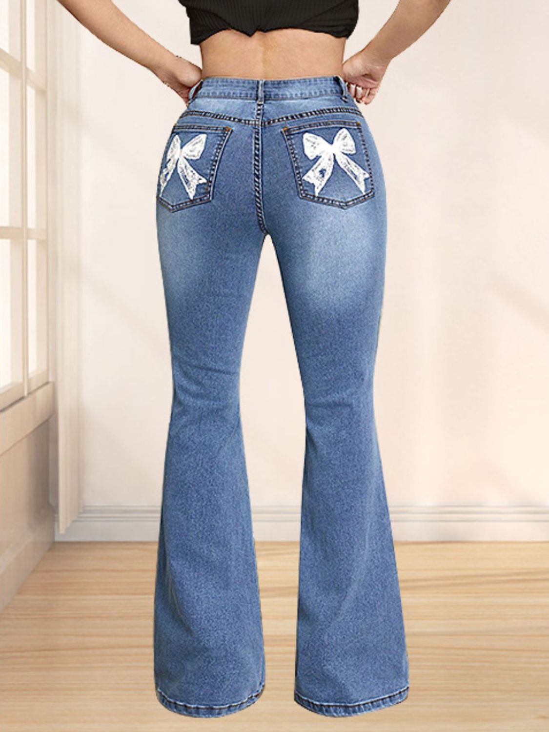 Bow Back Flare Jeans