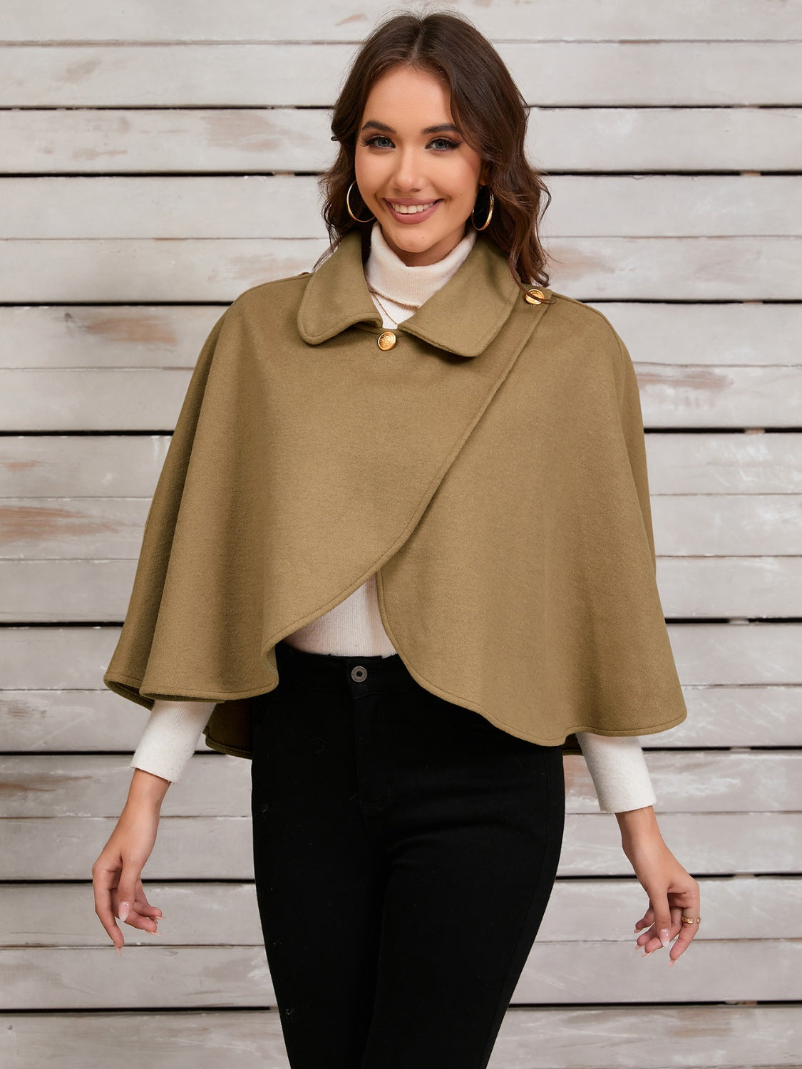 Collared Neck Cropped Cape