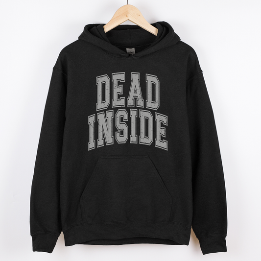Dead Inside Mood Halloween Vibes Jack O Lantern Ghost Motif Retro Halloween Charm Cozy Fleece Hoodie