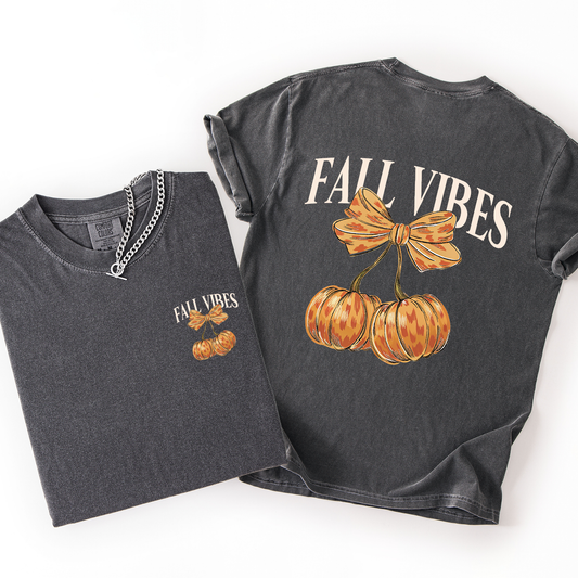 Fall Vibes Pumpkins Cherry Autumn Halloween Vintage Inspired Premium Comfort Colors Tee