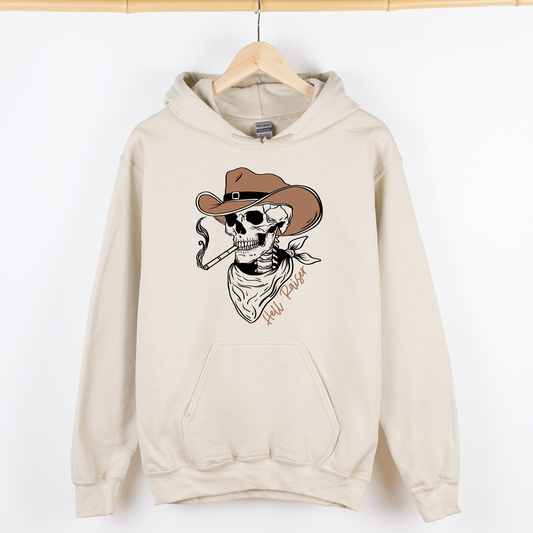 Hell Raiser Skeleton Halloween Spooky Cowboy Country Western Hanging With My Boos Hoodie
