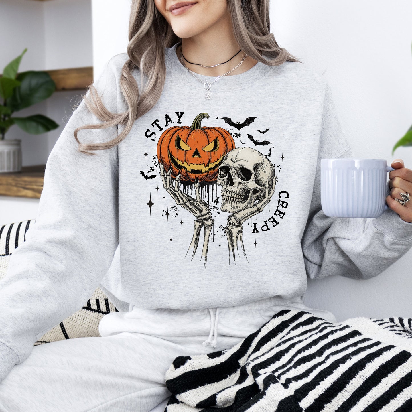 What If The Anxious Skeleton Ghost Western Vintage Halloween Spooky Graphic Sweatshirt