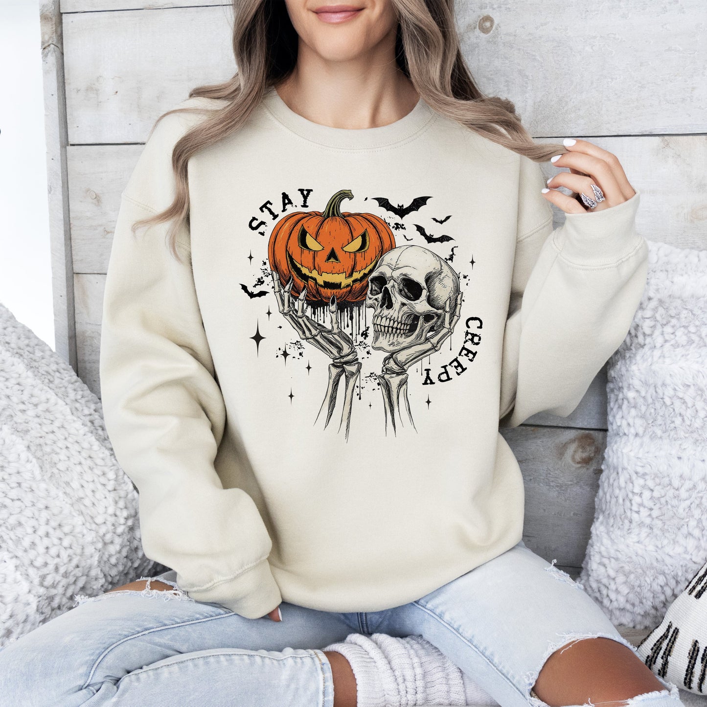 What If The Anxious Skeleton Ghost Western Vintage Halloween Spooky Graphic Sweatshirt