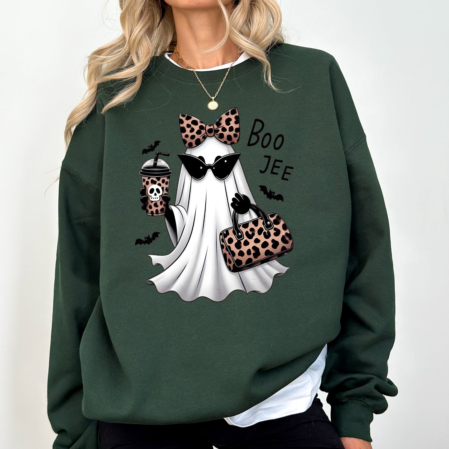 Fancy Boujee Ghost Halloween Bow Coquette Western Vintage Pumpkin Retro Spooky Graphic Sweatshirt