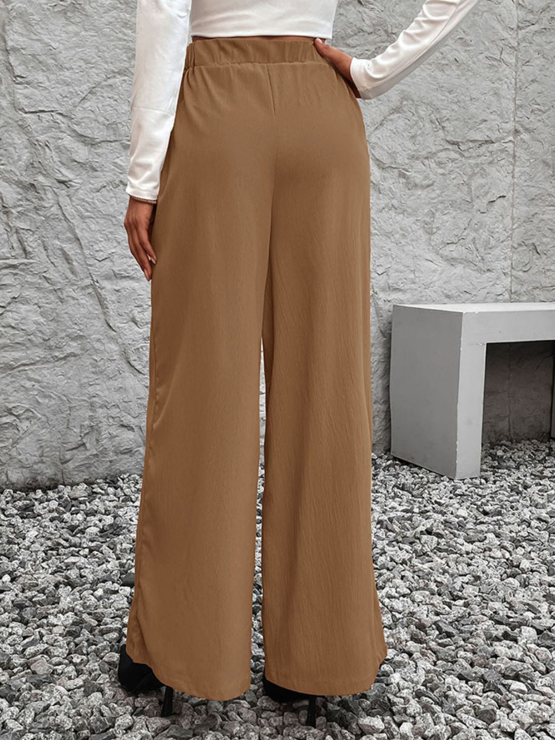 Tied High Waist Wide Leg Pants