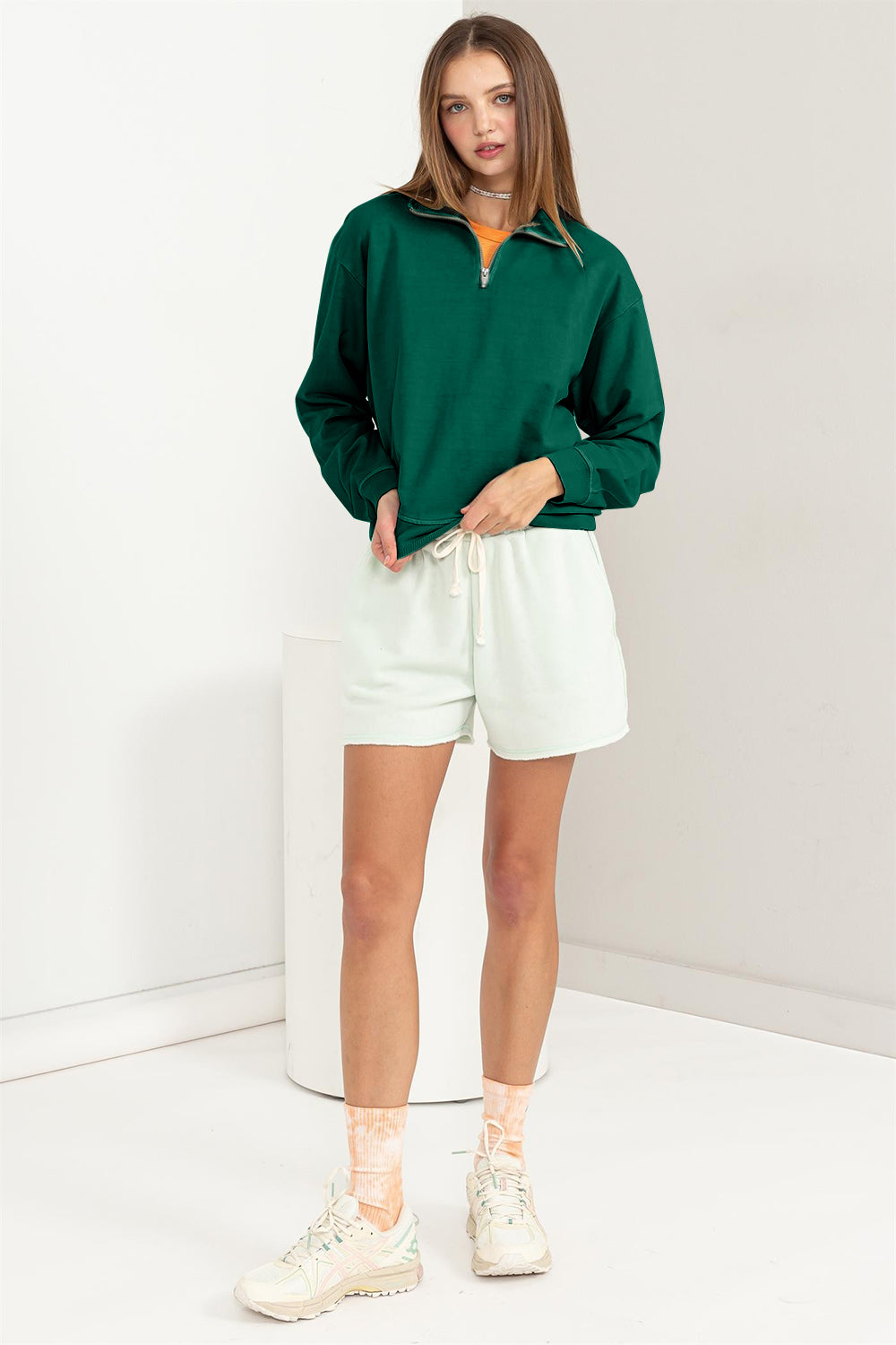 HYFVE Half Zip Drop Shoulder Sweatshirt